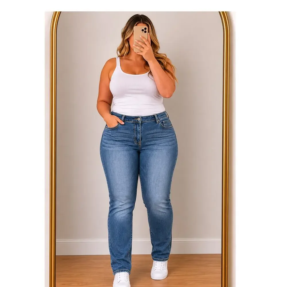 Maurices 🌿 Women’s Size 20 Long Jeans Medium Wash Stretch Denim - Picture 1 of 11